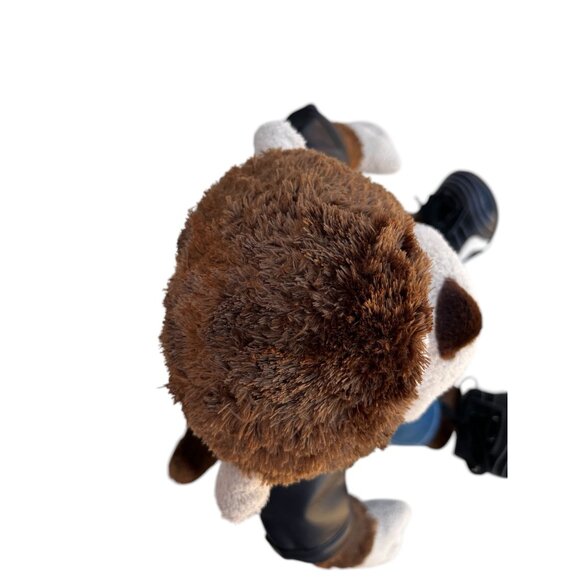 BAB Brown Monkey Plush Toy In Faux Leather Jacket & Denim Outfit With Sneakers - Picture 11 of 16